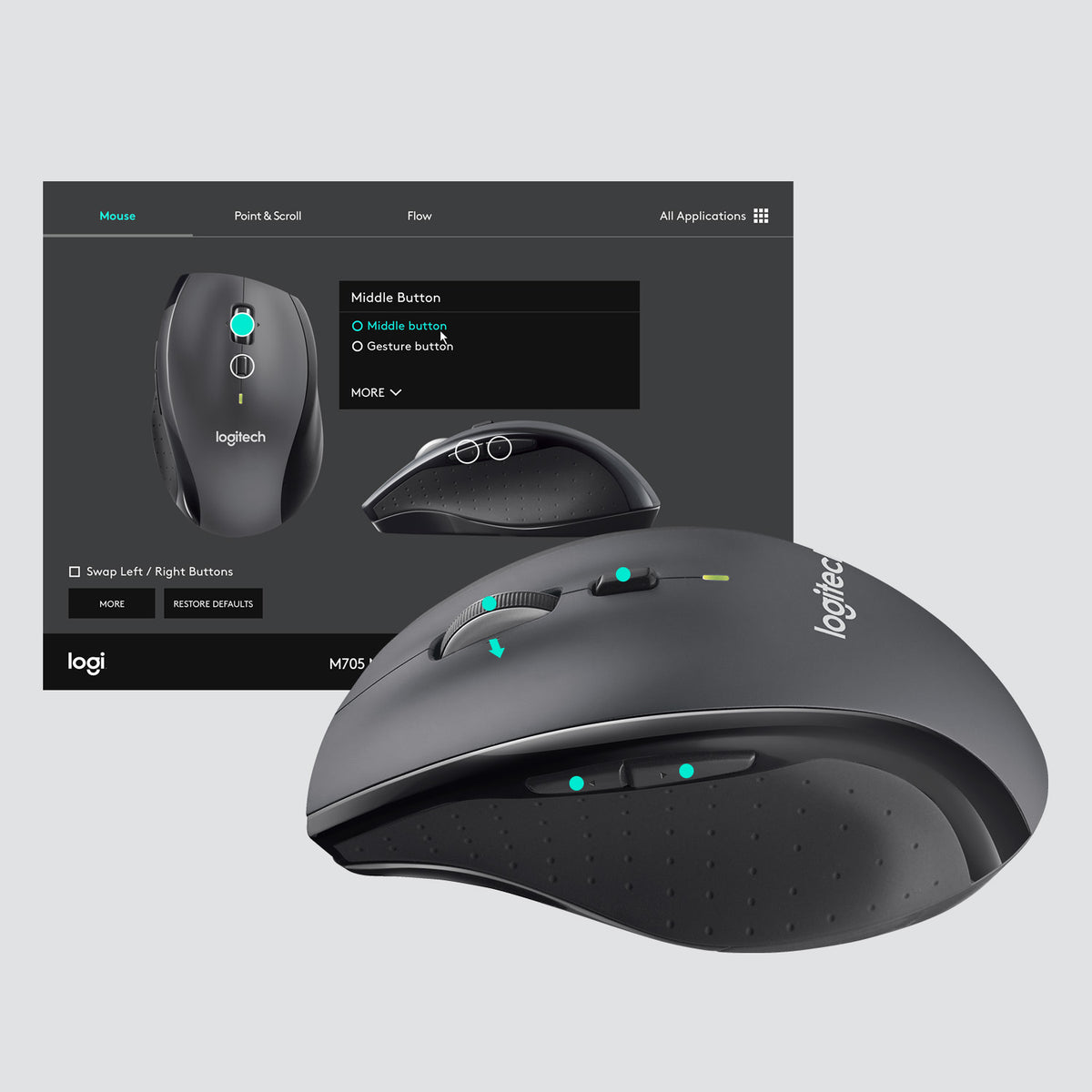 Logitech MARATHON M705 Wireless Mouse/CHARCOAL EMEA