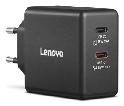 Lenovo Accessories Dual USB-C 65W GaN Charger Black - EU