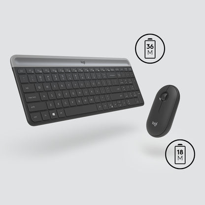 Logitech MK470 SLIM WRLS KEYB + MOUSE/COMBO GRAPHITE - US INTL