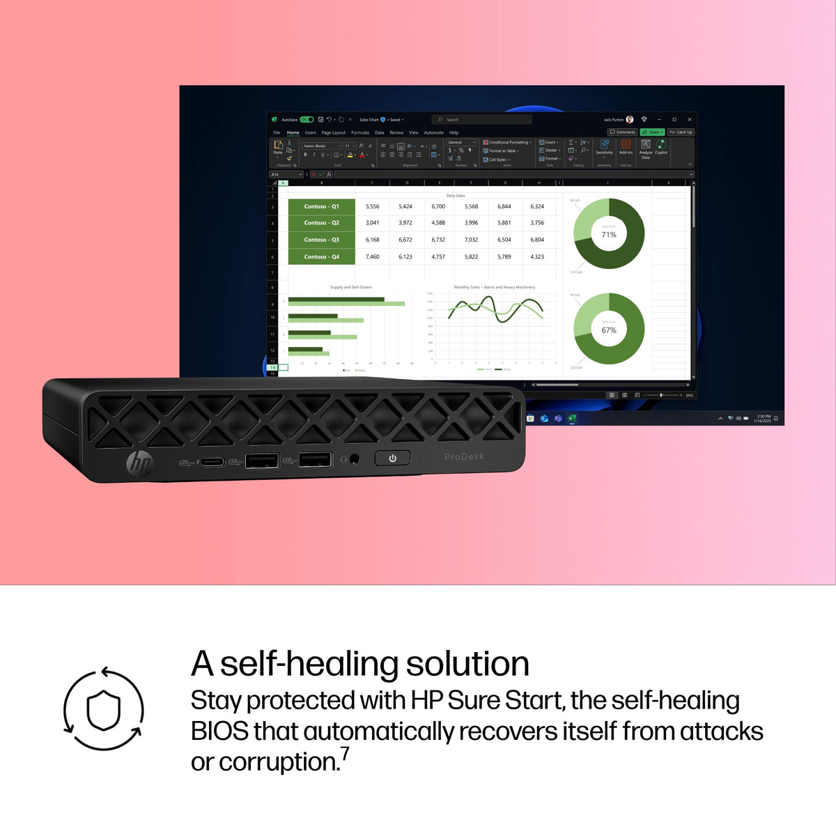 HP Inc. HP ProDesk 4 Mini G1i U7 265T 16GB 1TB Win11P 3/3/3