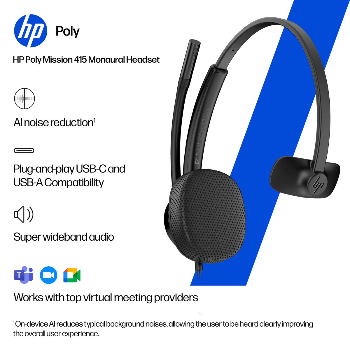 HP Inc. HP POLY MISSION 415 MONAURAL/USB WIRED Headset