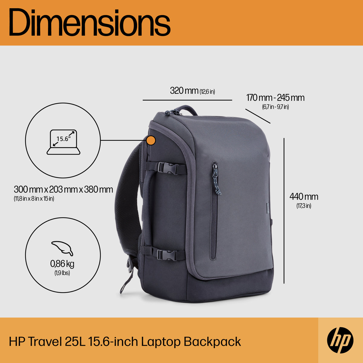 HP Inc. HP Travel 25L 15,6 IGR Laptop Backpack