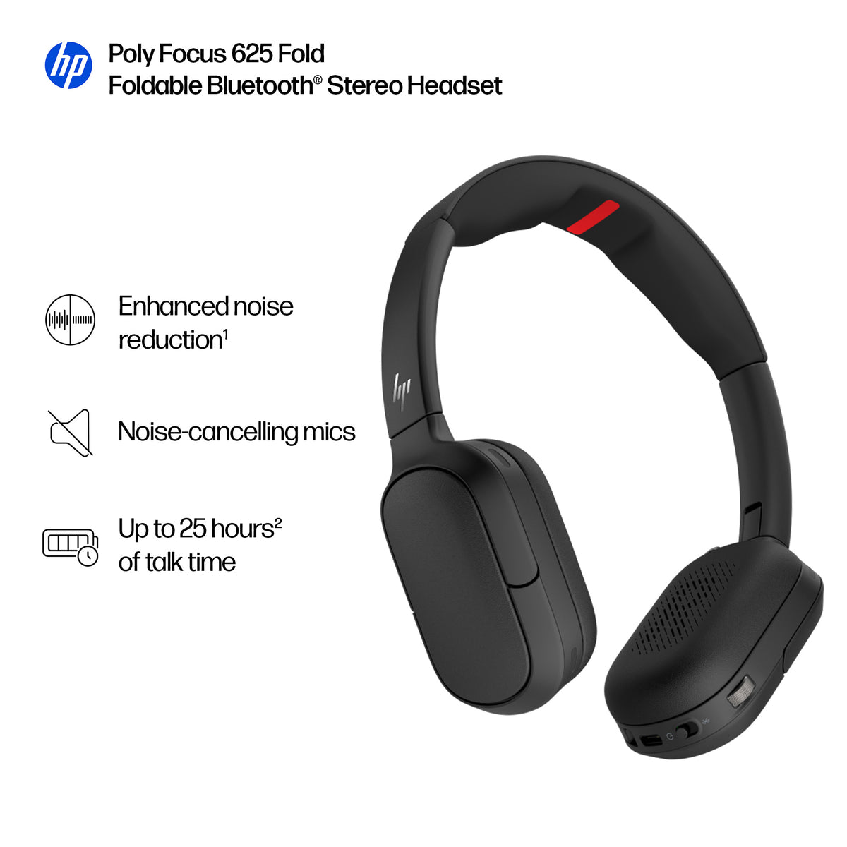 HP Inc. HP POLY FOCUS 625 FOLD Stereo/Bluetooth Headset