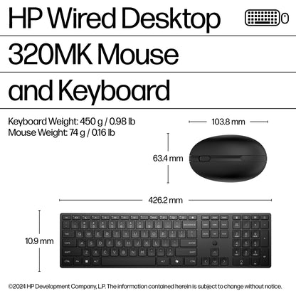 HP Inc. HP WIRED 320 Mouse Keyboard/- ENGLISH