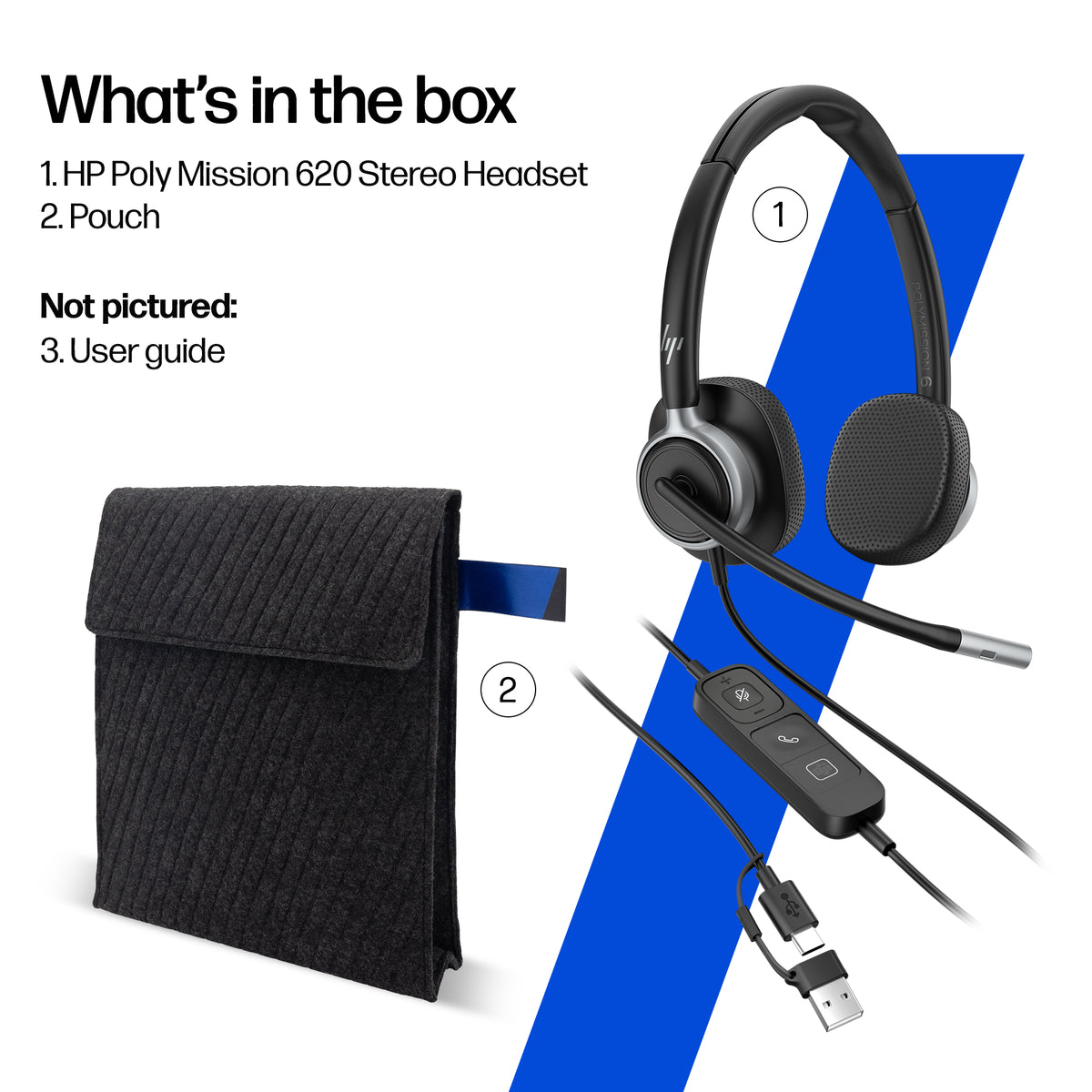 HP Inc. HP POLY MISSION 625 STEREO USB/WIRED HEADSET