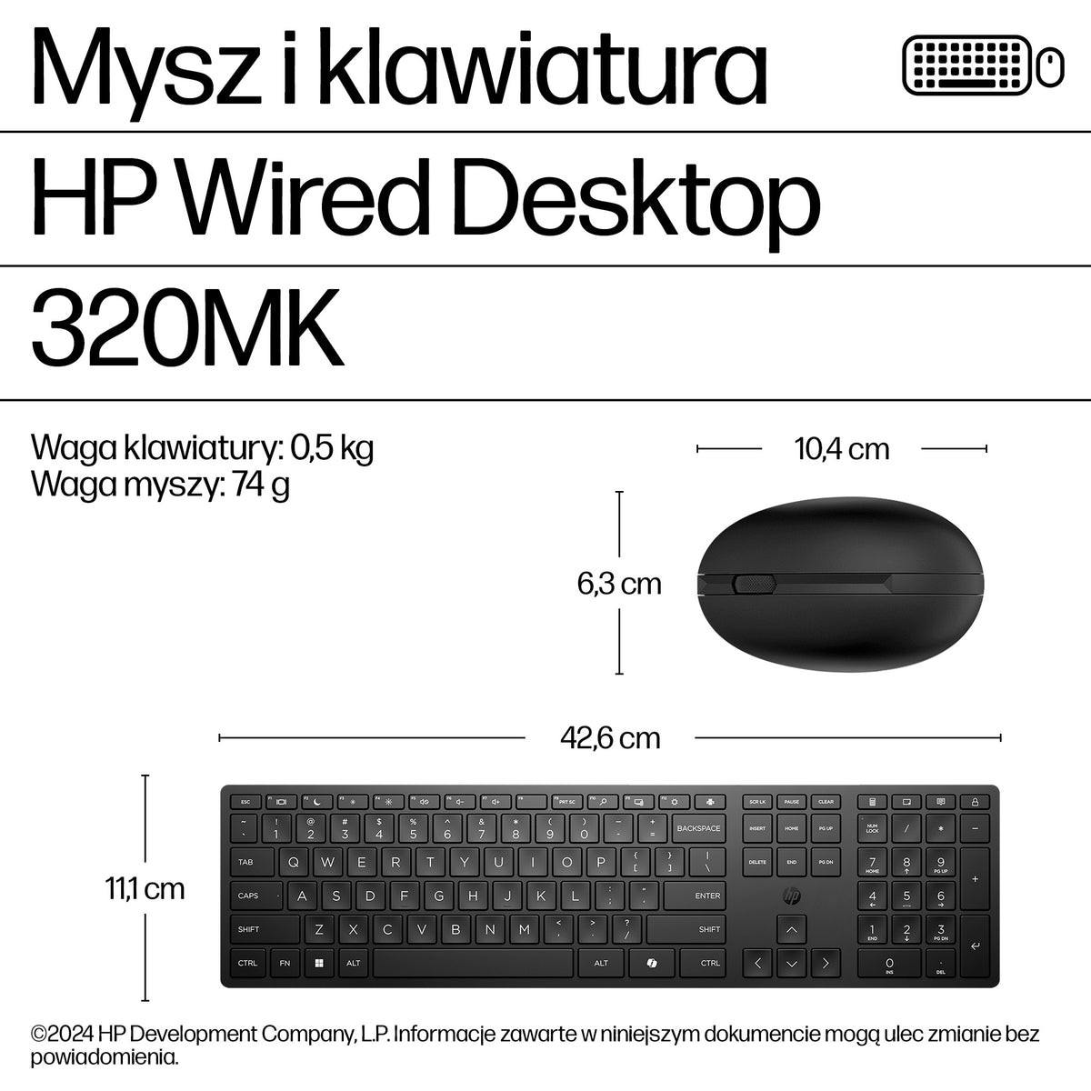 HP Inc. HP WIRED 320 Mouse Keyboard/- ENGLISH