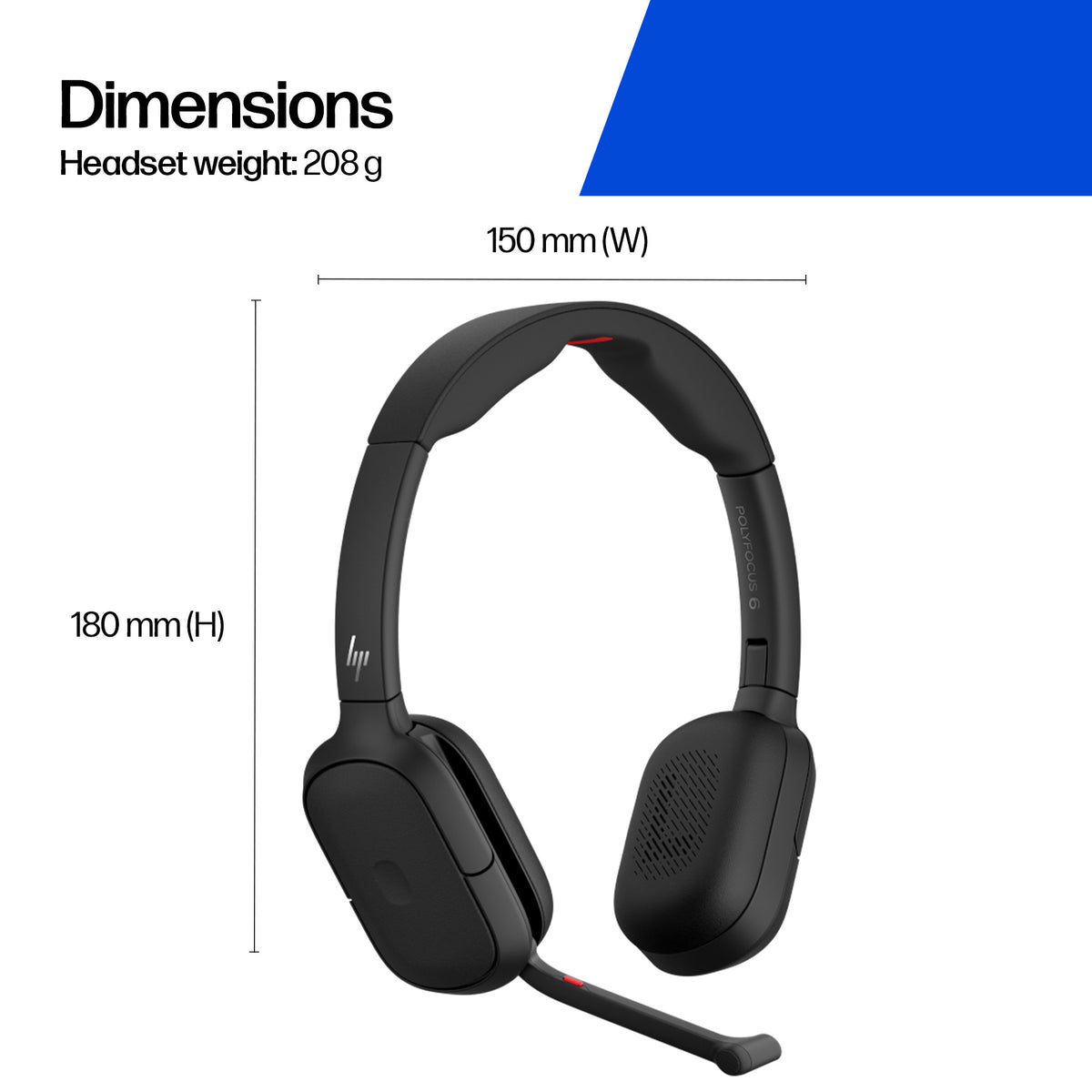 HP Inc. HP POLY FOCUS 625 FOLD Stereo/Bluetooth Headset