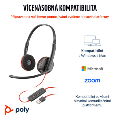 HP Inc. Poly Blackwire 3220 Stereo USB-C Black Headset +USB-C/A Adapter (Bulk)