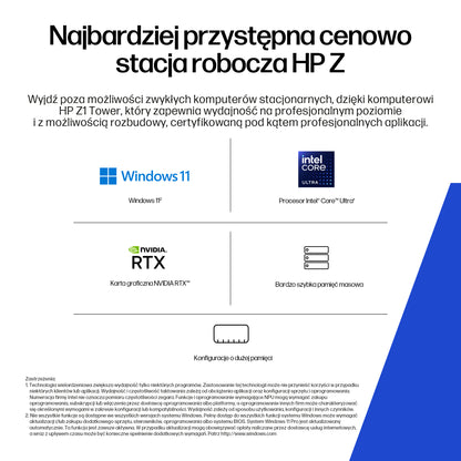 HP Inc. HP Z1 Tower G1i Ultra 7 265 1TB 32GB 2X16GB NVIDIA ProVis RTX A1000 8G W11P 3/3/3