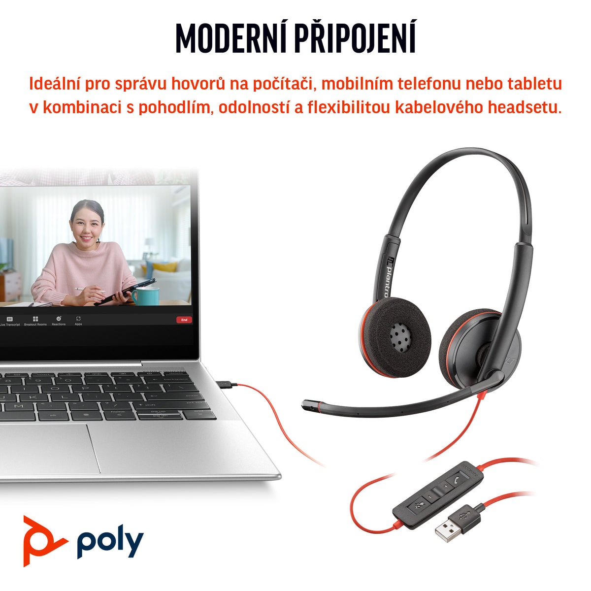 HP Inc. Poly Blackwire 3220 Stereo USB-C Black Headset +USB-C/A Adapter (Bulk)