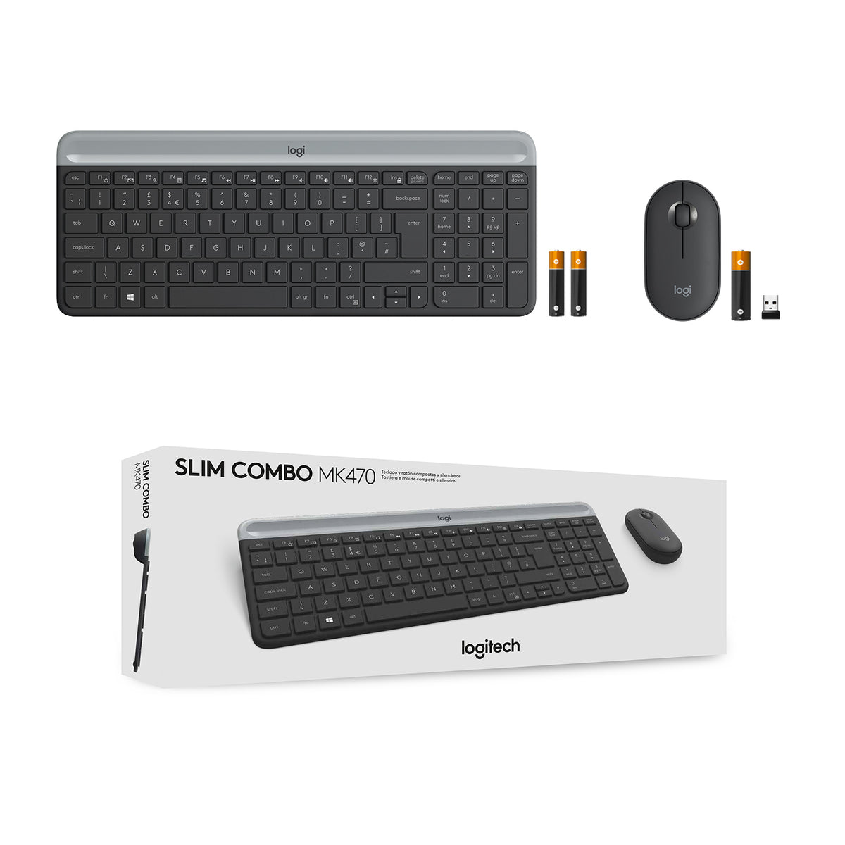 Logitech MK470 SLIM WRLS KEYB + MOUSE/COMBO GRAPHITE - US INTL